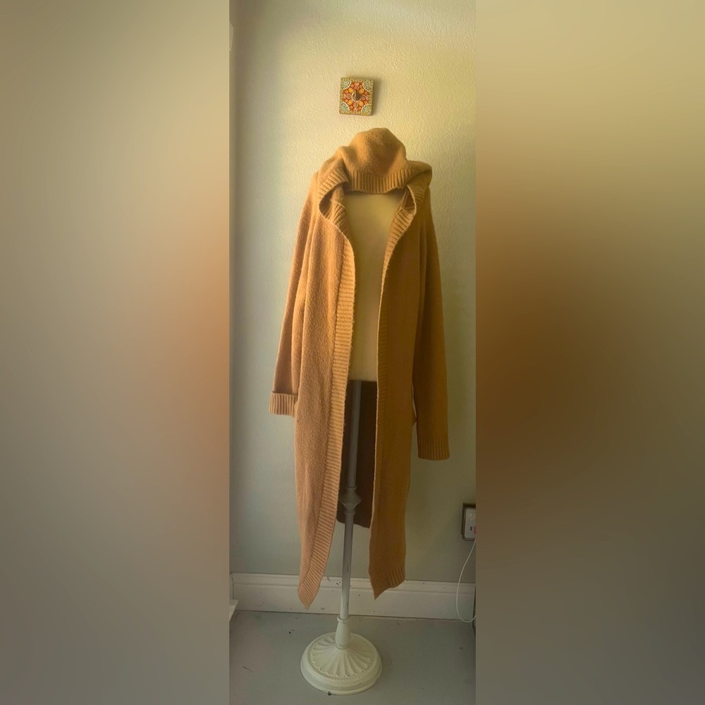 Fashion Nova Women's Hooded Ribbed Knit Cardigan Sweater Brown Size M - Picture 2 of 6